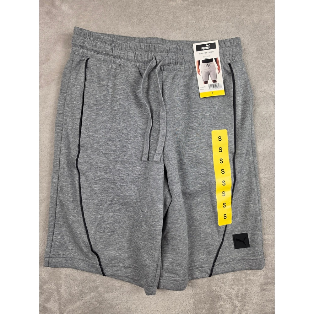 Puma Shorts Mens Small Gray Heathered 9 Inch Inseam Drawstring Pockets 1954372